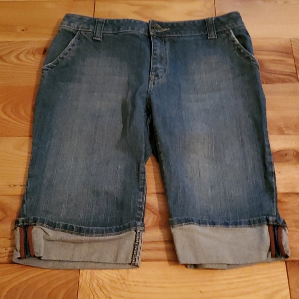 ana Women's Cuffed Denim Bermuda Shorts, Sz 10